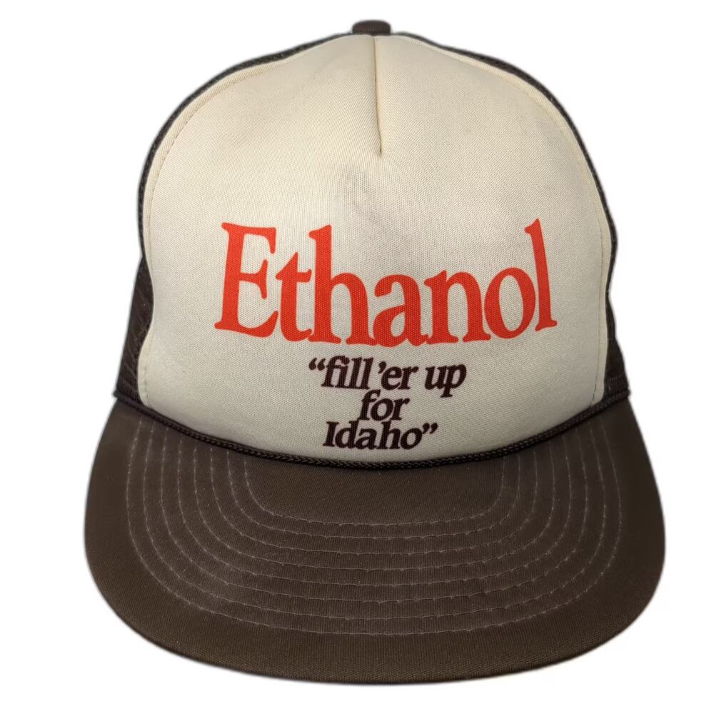 Winner Ethanol Fill 'er up for Idaho Brown Beige Trucker Hat Mesh Snapback OSFM